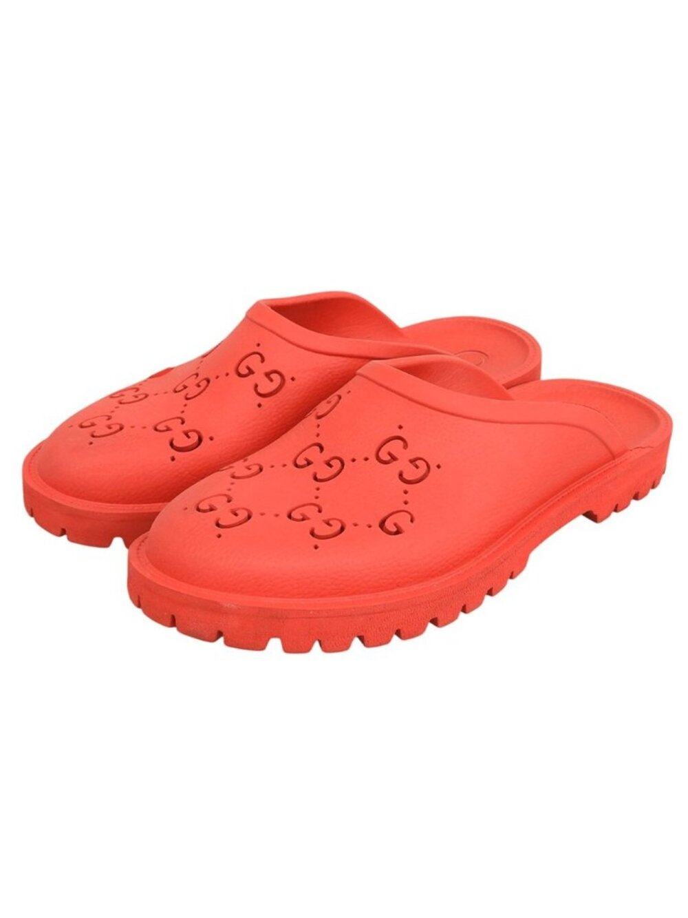 Gucci Cutout GG Rubber Slip-on Sandals Shoes Red 10